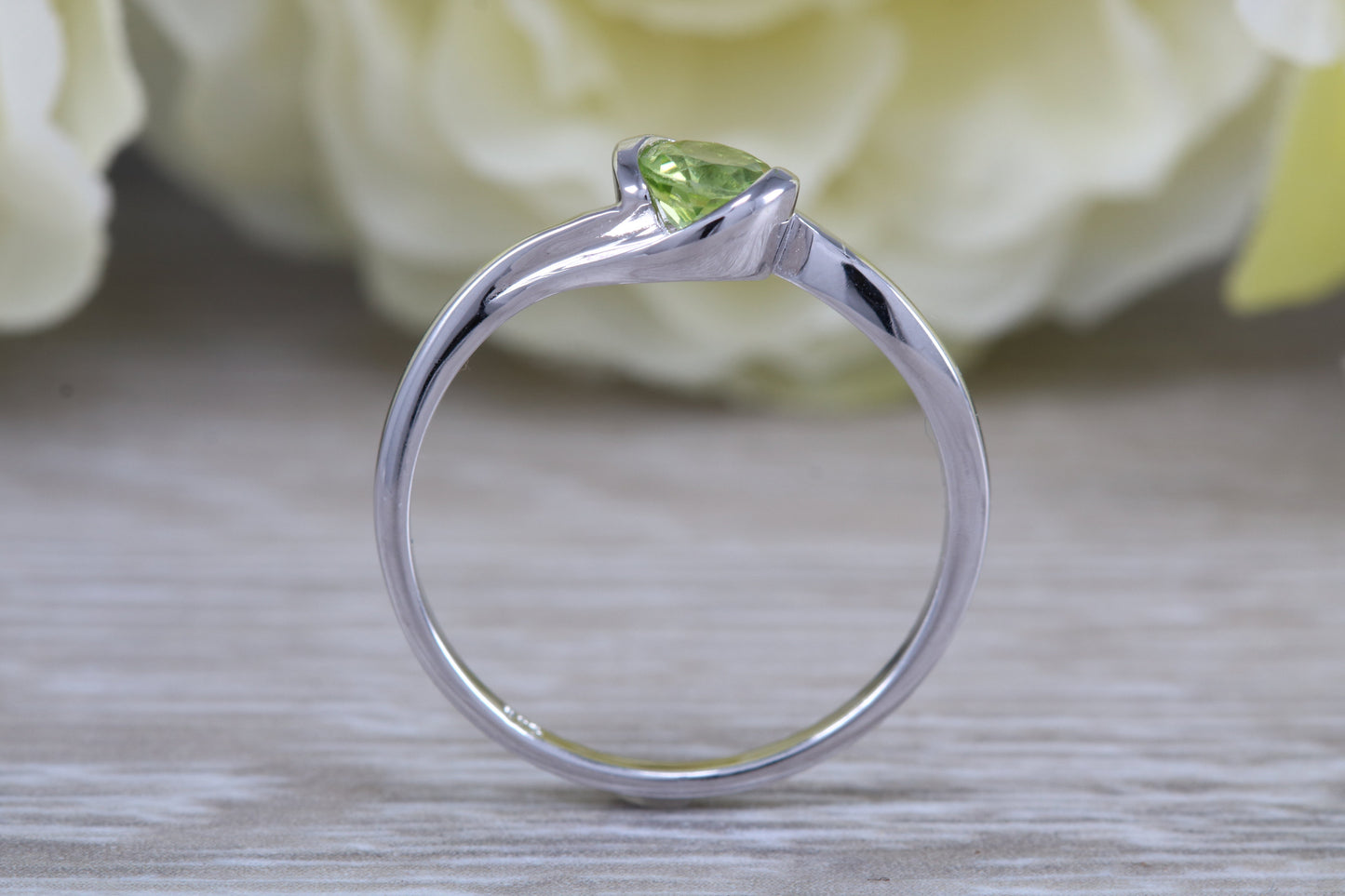 Sterling Silver August Real Peridot Birthstone Ring