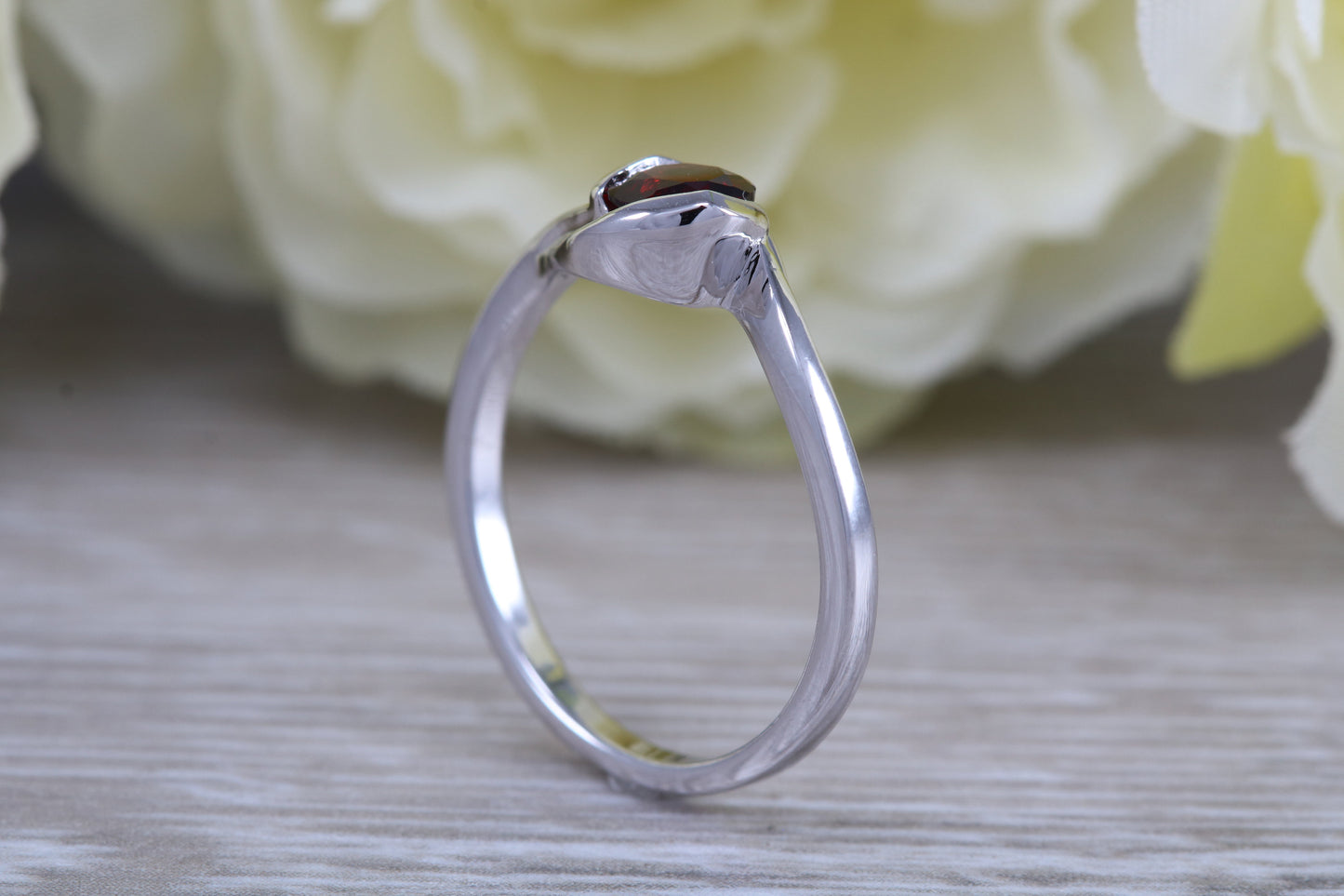 Sterling Silver January Real Garnet Birthstone Ring