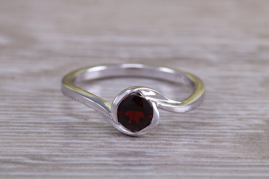 Sterling Silver January Real Garnet Birthstone Ring