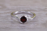 Sterling Silver January Real Garnet Birthstone Ring