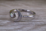 Opal ring, solid sterling silver ring further rhodium plated for that platinum look