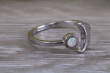 Opal ring, solid sterling silver ring further rhodium plated for that platinum look