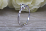Opal ring, solid sterling silver ring further rhodium plated for that platinum look