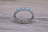Very sparkly and fiery Opal full circle set ring, solid sterling silver ring further rhodium plated for that platinum look