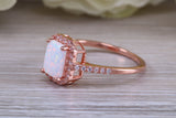 Very sparkly and fiery Opal and cubic zirconia set dress ring, solid sterling silver ring further 18ct rose gold plated