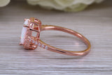 Very sparkly and fiery Opal and cubic zirconia set dress ring, solid sterling silver ring further 18ct rose gold plated