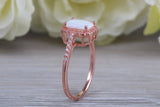 Very sparkly and fiery Opal and cubic zirconia set dress ring, solid sterling silver ring further 18ct rose gold plated
