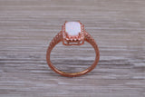 Very sparkly and fiery Opal and cubic zirconia set dress ring, solid sterling silver ring further 18ct rose gold plated