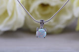 Sterling Silver Opal Solitaire Necklace