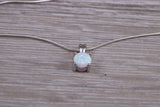 Sterling Silver Opal Solitaire Necklace
