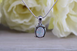 Fiery White Opal Sterling Silver Solitaire Necklace