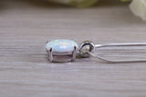 Fiery White Opal Sterling Silver Solitaire Necklace
