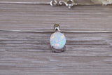 Fiery White Opal Sterling Silver Solitaire Necklace