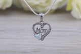 Silver Opal and C Z set Mom Necklace