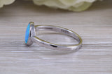 Fiery Blue Opal solitaire ring, solid sterling silver ring further rhodium plated for that platinum look