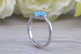Fiery Blue Opal solitaire ring, solid sterling silver ring further rhodium plated for that platinum look