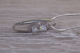 Large C Z set Sterling Silver Necklace
