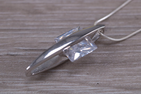 Large C Z set Sterling Silver Necklace