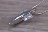 Large C Z set Sterling Silver Necklace