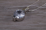 Sterling Silver C Z set Solitaire Necklace