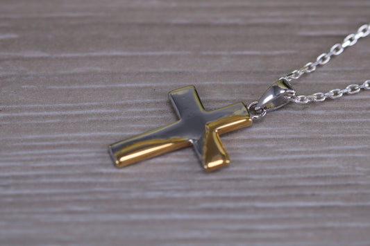 Sterling Silver Two Tone Cross Necklace