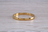 2 mm court profile Silver band with 18ct yellow Gold hard plating, looks just like a gold band for a fraction of the cost