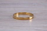 3 mm flat profile Silver band with 18ct yellow Gold hard plating, looks just like a gold band for a fraction of the cost