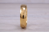 6 mm court profile Silver band with 18ct yellow Gold hard plating, looks just like a gold band for a fraction of the cost