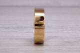 6 mm flat profile Silver band with 18ct yellow Gold hard plating, looks just like a gold band for a fraction of the cost