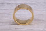 10 mm flat profile Silver band with 18ct yellow Gold hard plating, looks just like a gold band for a fraction of the cost. Very wide band
