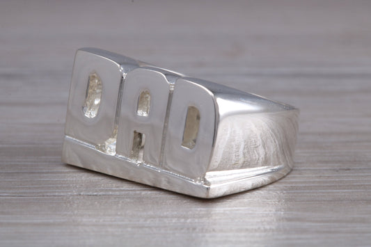 Large ,chunky Dad ring, solid silver, suitable for ladies or gents. also available in yellow gold