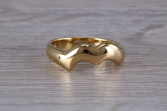 Abstract ring, made from your choice of 9ct yellow or white gold, solid and chunky feel, casual ring, thumb ring or shaped band, wishbone