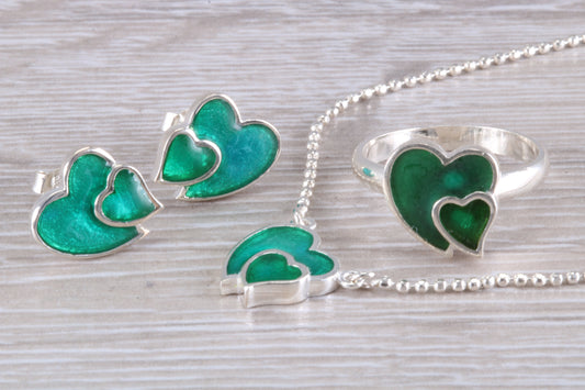 Love heart Matching Ring, Earrings and Necklace