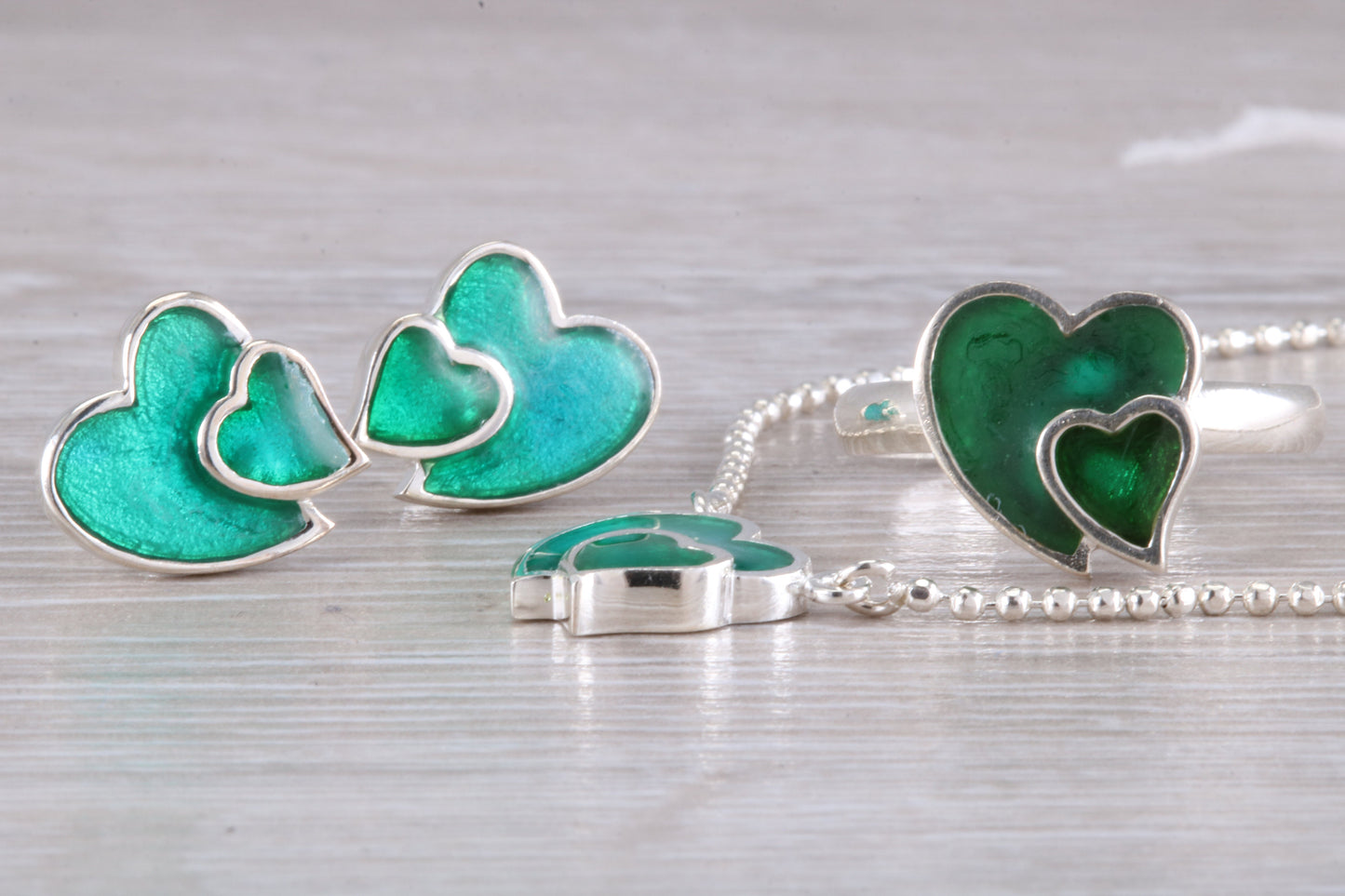 Love heart Matching Ring, Earrings and Necklace