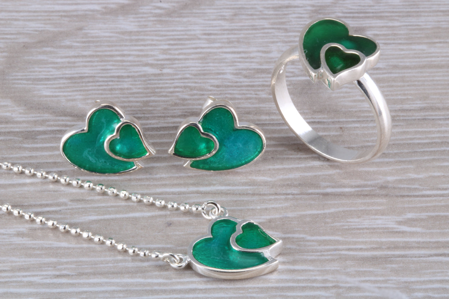 Love heart Matching Ring, Earrings and Necklace