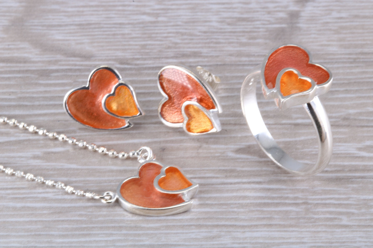 Love Heart Matching Ring, Earrings and Necklace