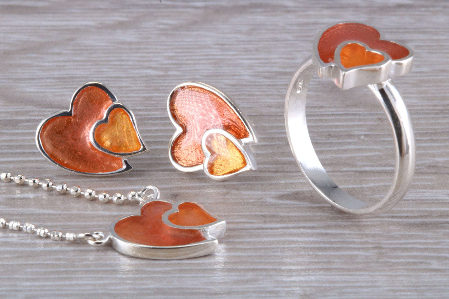 Love Heart Matching Ring, Earrings and Necklace