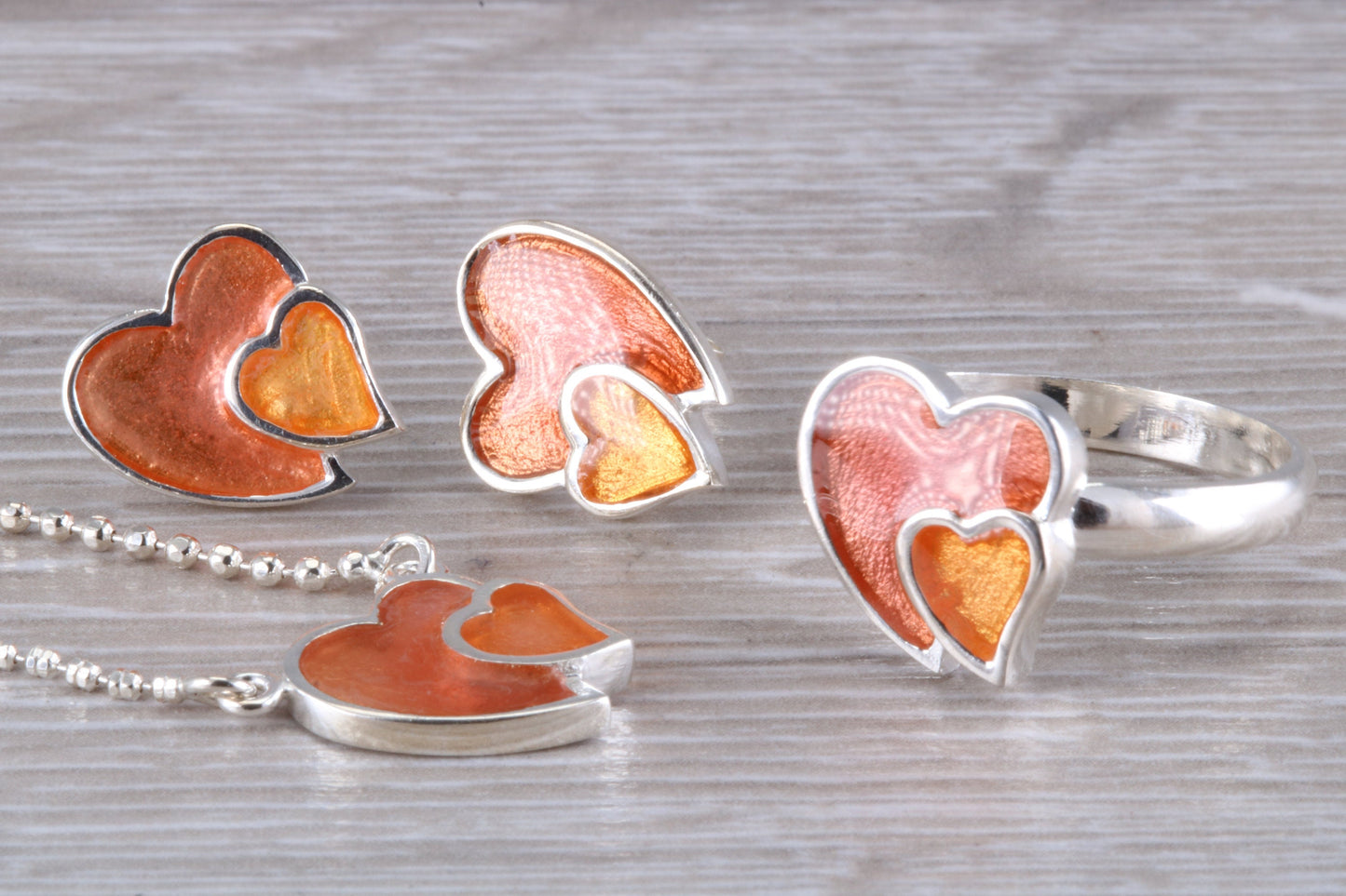 Love Heart Matching Ring, Earrings and Necklace
