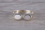 Silver Mother of Pearl open ended ring, sterling silver with mother of pearl inlay, suitable for all age groups, very unusual design