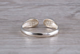 Silver Coral open ended ring, sterling silver with red coral inlay, suitable for all age groups, very unusual design