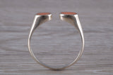Silver Coral open ended ring, sterling silver with red coral inlay, suitable for all age groups, very unusual design