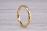 3 mm court profile Silver band with 18ct yellow Gold hard plating, looks just like a gold band for a fraction of the cost