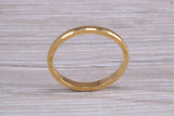3 mm court profile Silver band with 18ct yellow Gold hard plating, looks just like a gold band for a fraction of the cost