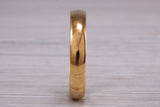 5 mm court profile Silver band with 18ct yellow Gold hard plating, looks just like a gold band for a fraction of the cost