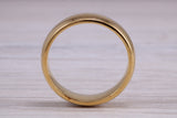 6 mm court profile Silver band with 18ct yellow Gold hard plating, looks just like a gold band for a fraction of the cost