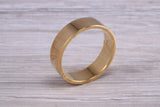 6 mm flat profile Silver band with 18ct yellow Gold hard plating, looks just like a gold band for a fraction of the cost