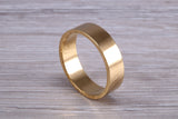 6 mm flat profile Silver band with 18ct yellow Gold hard plating, looks just like a gold band for a fraction of the cost
