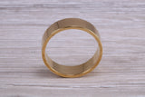 6 mm flat profile Silver band with 18ct yellow Gold hard plating, looks just like a gold band for a fraction of the cost