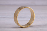 6 mm flat profile Silver band with 18ct yellow Gold hard plating, looks just like a gold band for a fraction of the cost
