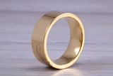 10 mm flat profile Silver band with 18ct yellow Gold hard plating, looks just like a gold band for a fraction of the cost. Very wide band